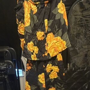 Gibson Black and Orange Floral Top